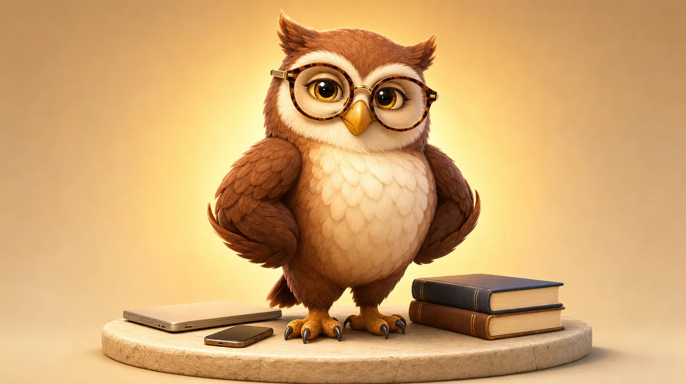 Owl standing confident on platform